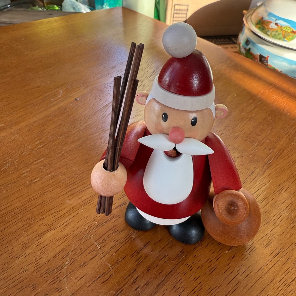 Wooden KWO German Santa Smoker Figurine - Red and Black